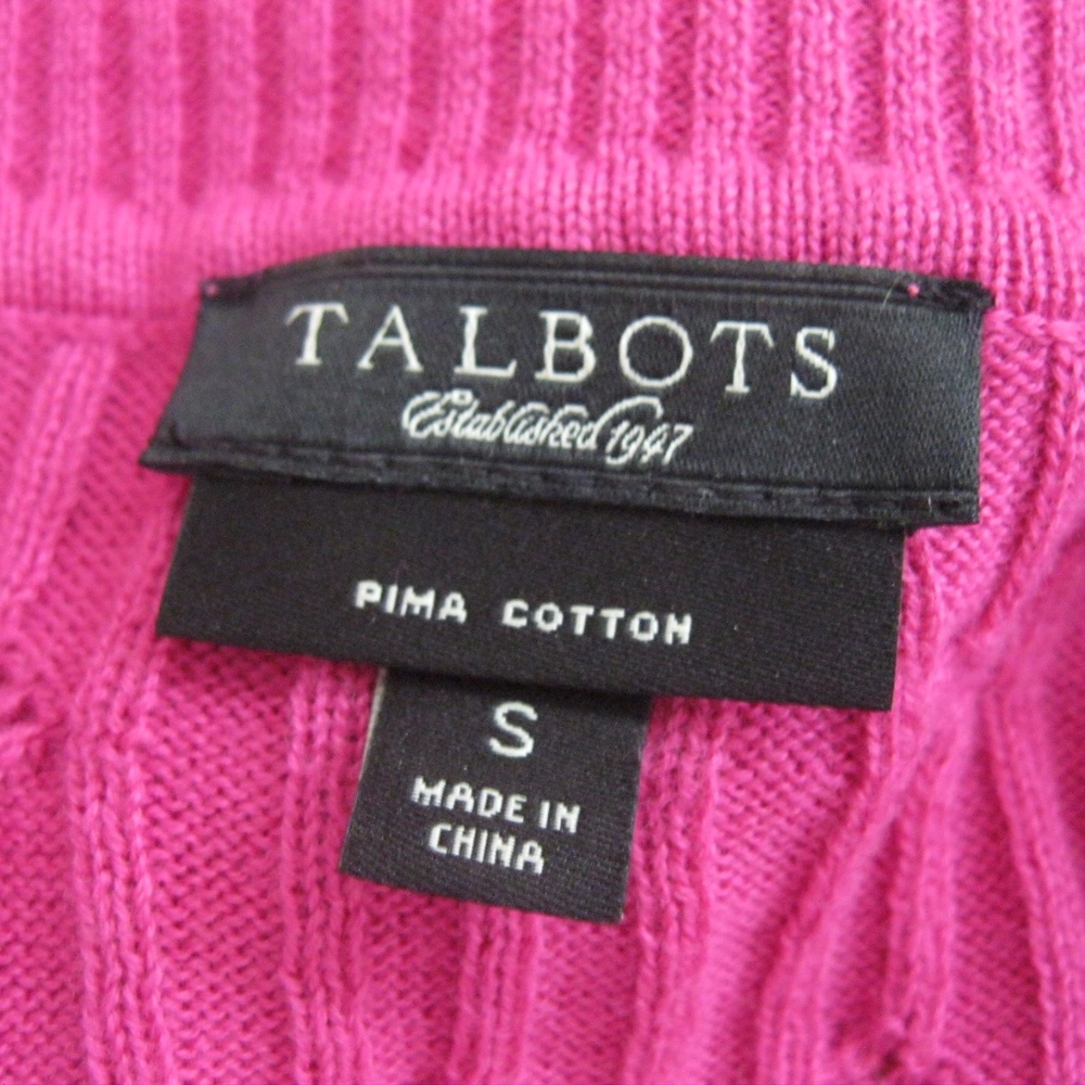 Talbots Cable Knit Raspberry Pullover Nwot, Sz S - image 3